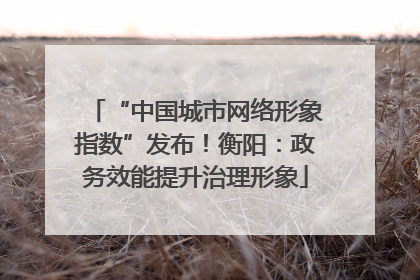 “中国城市网络形象指数”发布！衡阳：政务效能提升治理形象