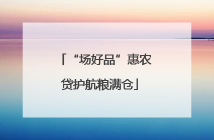 “场好品”惠农贷护航粮满仓