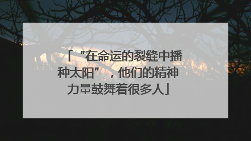 “在命运的裂缝中播种太阳”，他们的精神力量鼓舞着很多人