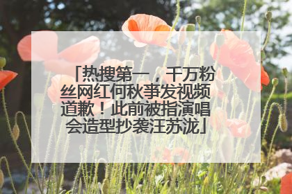 热搜第一，千万粉丝网红何秋亊发视频道歉！此前被指演唱会造型抄袭汪苏泷