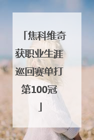 焦科维奇获职业生涯巡回赛单打第100冠