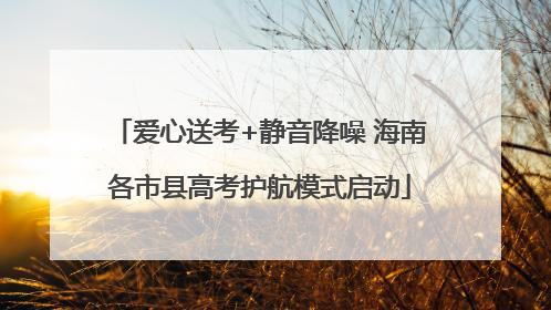 爱心送考+静音降噪 海南各市县高考护航模式启动