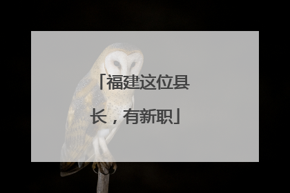 福建这位县长，有新职
