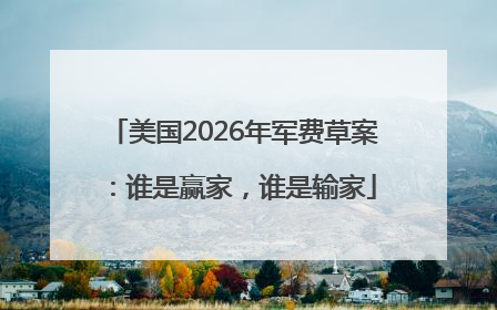 美国2026年军费草案：谁是赢家，谁是输家