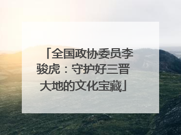 全国政协委员李骏虎：守护好三晋大地的文化宝藏