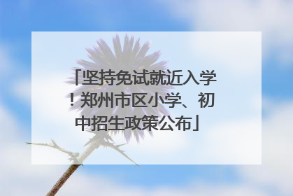 坚持免试就近入学！郑州市区小学、初中招生政策公布