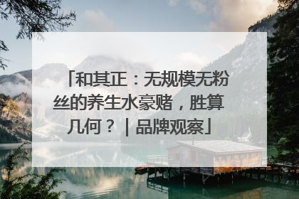 和其正：无规模无粉丝的养生水豪赌，胜算几何？｜品牌观察
