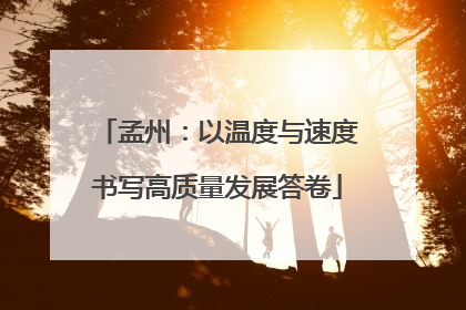 孟州：以温度与速度书写高质量发展答卷