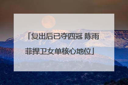 复出后已夺四冠 陈雨菲捍卫女单核心地位