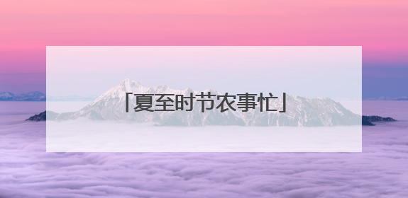 夏至时节农事忙