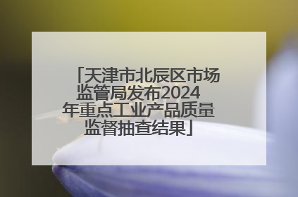 天津市北辰区市场监管局发布2024年重点工业产品质量监督抽查结果