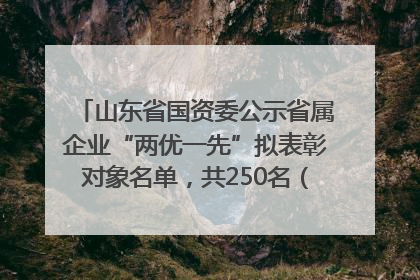 山东省国资委公示省属企业“两优一先”拟表彰对象名单，共250名（个）党员和党组织