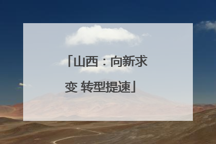 山西：向新求变 转型提速