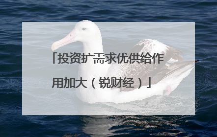 投资扩需求优供给作用加大（锐财经）