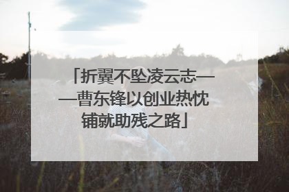 折翼不坠凌云志——曹东锋以创业热忱铺就助残之路