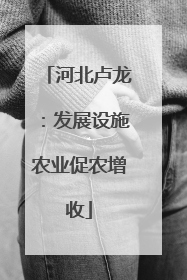 河北卢龙：发展设施农业促农增收