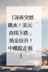 深夜突然跳水！美元直线下跌，黄金拉升！中概股走强