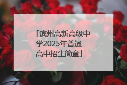 滨州高新高级中学2025年普通高中招生简章