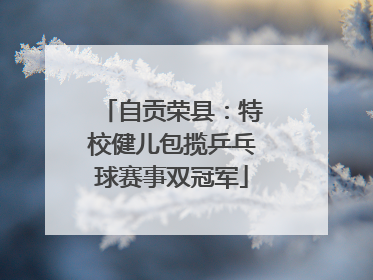 自贡荣县：特校健儿包揽乒乓球赛事双冠军