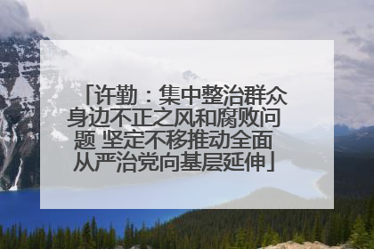 许勤：集中整治群众身边不正之风和腐败问题 坚定不移推动全面从严治党向基层延伸