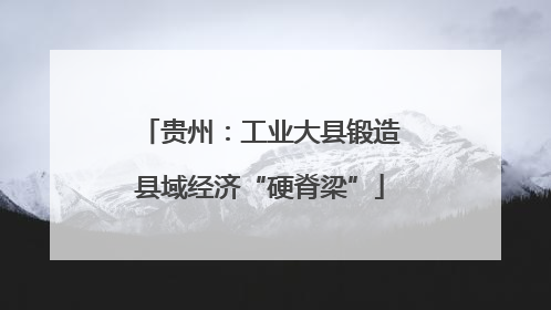 贵州：工业大县锻造县域经济“硬脊梁”