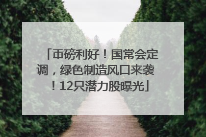 重磅利好！国常会定调，绿色制造风口来袭！12只潜力股曝光